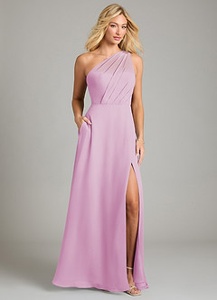 Azazie Phaedra Bridesmaid Dresses Candy Pink A-Line One Shoulder Chiffon Dress image1