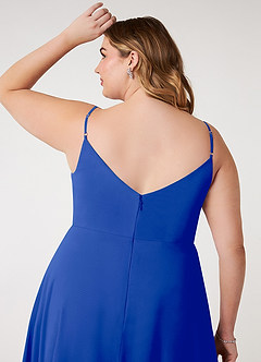 Azazie Daenerys Bridesmaid Dresses Royal Blue A-Line Cowl Chiffon Dress image12