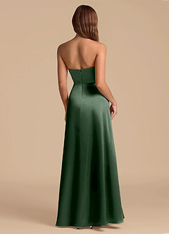 Azazie Wren 신부 들러리 드레스 A라인 스트랩리스 메탈릭 새틴 바닥 길이 드레스 image2