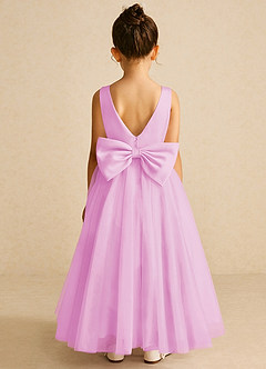 Azazie Pumpkin Robe Demoiselle D'honneur Fillette Robe Trapèze en Tulle Convertible Rose Bonbon image6