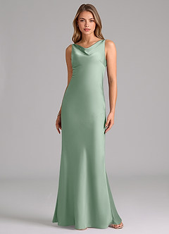 Azazie Allettie Bridesmaid Dresses Agave Mermaid Stretch Satin Dress image6