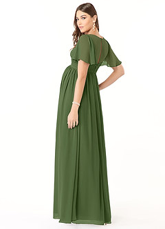 Azazie Verna Maternity Bridesmaid Dresses A-Line V-Neck Ruched Chiffon Floor-Length Dress image4