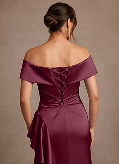 Azazie Kirsty vestidos de madre de la novia Vestido de Mora de Satén Elástico de Corte Recto con Vestidos sin tirantes image7