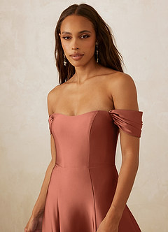 Christian Siriano Bridal for Azazie 1002 Bridesmaid Dresses Clay A-Line Off the Shoulder Stretch Satin Convertible Dress image5