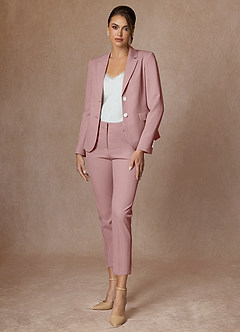 front Whitney Altrosa Strukturierter Stretch-Cropped-Hosenanzug