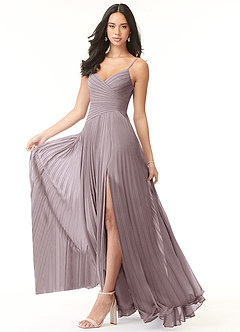 Azazie Vini Bridesmaid Dresses Dusk A-Line V-Neck Pleated Chiffon Dress image3