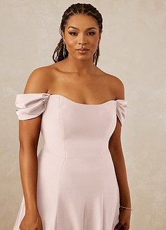 Christian Siriano Bridal for Azazie 1002 Bridesmaid Dresses Blushing Pink A-Line Off the Shoulder Stretch Satin Convertible Dress image13