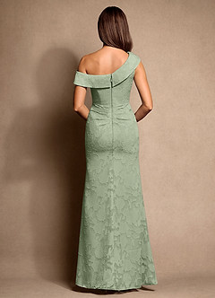Azazie Hamptons Mother of the Bride Dresses Dusty Sage A-Line Pleated Floral Burnout Dress image3