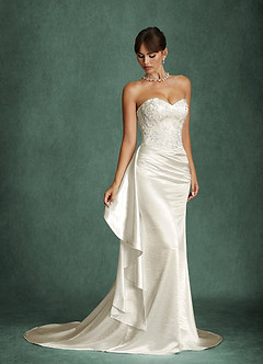 Azazie Angel Wedding Dresses Antique White Mermaid Strapless Charmeuse Dress image2