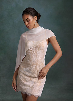Azazie Bella Wedding Dresses Diamond White Nude Sheath Tulle Dress image1