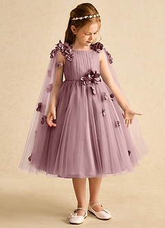 Azazie Staria Abiti da Ragazza di Fiori Abito Principessa in Tulle Increspato Rosa Polverosa image7