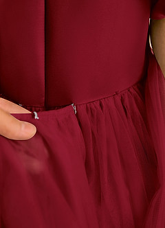 Azazie Cocoa Abiti da Ragazza di Fiori Abito Principessa in Tulle Plissettato Borgogna image10