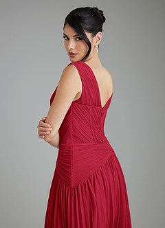 Azazie Kima Bridesmaid Dresses Scarlet A-Line Pleated Chiffon Dress image2