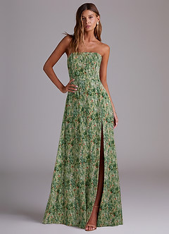 Azazie Wren Bridesmaid Dresses Meadow Bloom A-Line Side Slit Chiffon Convertible Dress image3