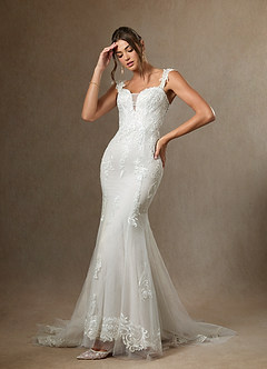 Azazie Roux Wedding Dresses Diamond White Mermaid Sequins Satin Dress image7