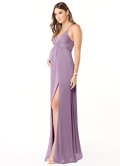 Azazie Annabelle Maternity Bridesmaid Dresses A-Line V-Neck Pleated Mesh Floor-Length Dress image4