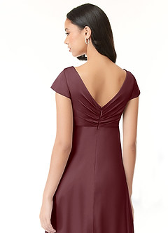 Azazie Allessia Robes de demoiselle d'honneur de maternité Robe Trapèze Plissée Longueur ras du sol Satin extensible image7