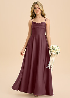 Azazie Bear Junior Sangria A-Line Sweetheart Neckline Stretch Satin Dress image3