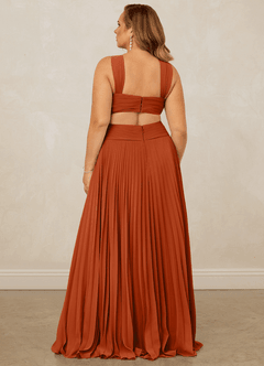 Christian Siriano Bridal for Azazie 1009 Bridesmaid Dresses Burnt Orange A-Line Pleated Chiffon Dress image15