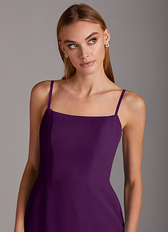Azazie Tayla Bridesmaid Dresses Grape Sheath Square Neckline Chiffon Dress image5