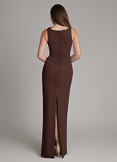 Azazie Charice Bridesmaid Dresses Ganache Sheath Pleated Chiffon Dress image5