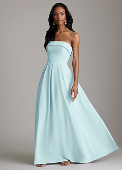 Azazie Lucienne Bridesmaid Dresses Sea Glass A-Line Strapless Chiffon Convertible Dress image5