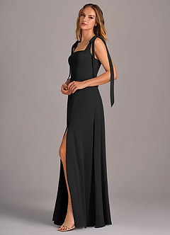 Azazie Debra Bridesmaid Dresses Black A-Line with Pockets Chiffon Convertible Dress image4