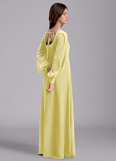 Azazie Bondi Junior Vestido de Sorbete De Limón de Gasa de Corte en A con Blusón image6