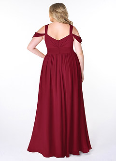 Azazie Lianne Bridesmaid Dresses Burgundy A-Line Off the Shoulder Chiffon Dress image8