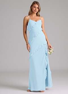 Azazie Nancie Bridesmaid Dresses Sky Blue Mermaid Ruched Chiffon Dress image4
