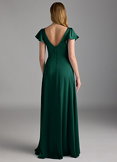 Azazie Omari Bridesmaid Dresses Emerald A-Line Stretch Satin Dress image8