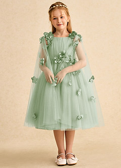 Azazie Staria Flower Girl Klänningar Klänning Balklänning i Tyll Ruched image3
