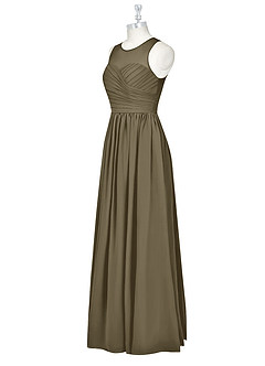 Azazie Nina Abiti da Damigella Abito A-Line in Chiffon Plissettato Willow Green image8