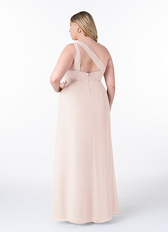 Azazie Maive Bridesmaid Dresses Rose Petal Sheath Pleated Ruffle Chiffon Dress image8