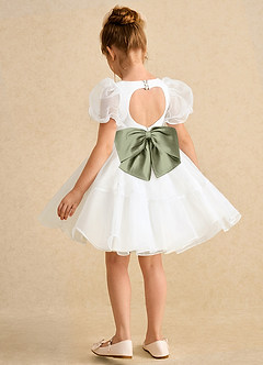 Azazie Debbie Blumenmädchenkleider Ballkleid Herzausschnitt Organza Kleid Elfenbein Pistazie image9