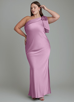 Azazie Yuanna Bridesmaid Dresses Wisteria Mermaid One Shoulder Stretch Satin Dress image11
