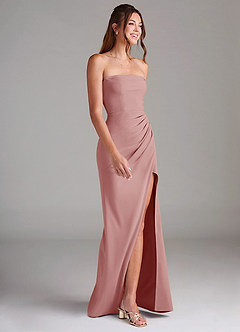 Azazie Leonis Bridesmaid Dresses Dusty Rose Sheath Strapless Stretch Crepe Convertible Dress image6