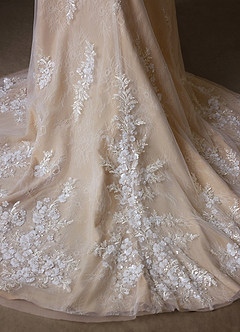 Azazie Rosalie Robes de mariée Robe Trapèze en Dentelle Diamant Nude image5