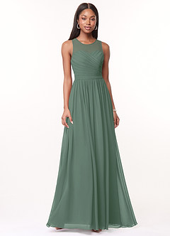 Azazie Nina Bridesmaid Dresses Eucalyptus A-Line Pleated Chiffon Dress image1