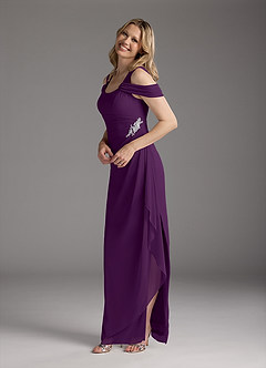 Azazie Weitzman Mother of the Bride Dresses Grape Sheath Sequins Mesh Dress image2