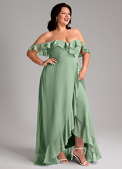 Azazie Lyra Bridesmaid Dresses Matcha A-Line Chiffon Convertible Dress image14
