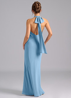 Azazie Velli Bridesmaid Dresses Steel Blue Mermaid Bow Chiffon Dress image2