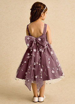 Azazie Bean Flower Girl Dresses Sangria Ball-Gown Sleeveless Tulle Dress image2