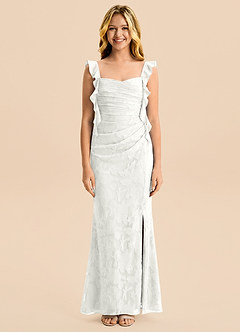 Azazie Jessamine Junior Meerjungfrau-Linie Herzausschnitt Blumen-Burnout Kleid Weiß image5