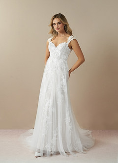 Azazie Moonstone Wedding Dresses Diamond White A-Line Sweetheart Sequins Tulle Dress image3