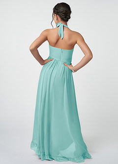 Azazie Hermione Junior Aqua A-Line Chiffon Dress image5