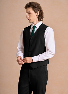 front Carter Zwart Pakvest van katoen-linnenmix