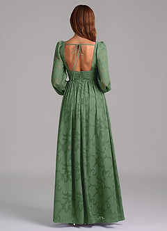 Azazie Norah Robes de demoiselle d'honneur Robe Trapèze en Blumen-Burnout Manche longue Eucalyptus image6