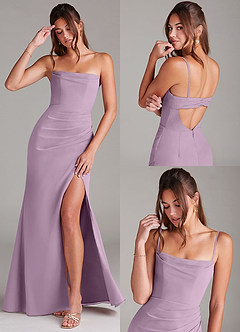 Azazie Leonis Bridesmaid Dresses Wisteria Sheath Strapless Chiffon Convertible Dress image9