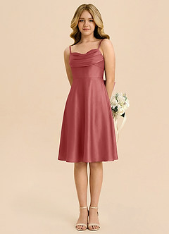 Azazie Bear Junior Antique Rose A-Line Sweetheart Neckline Stretch Satin Dress image5